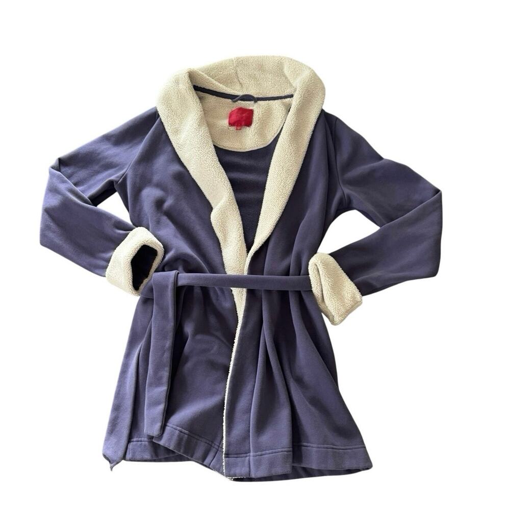 Victoria's Secret Purple Sherpa Lined womens M warm Short Soft Robe With Collar